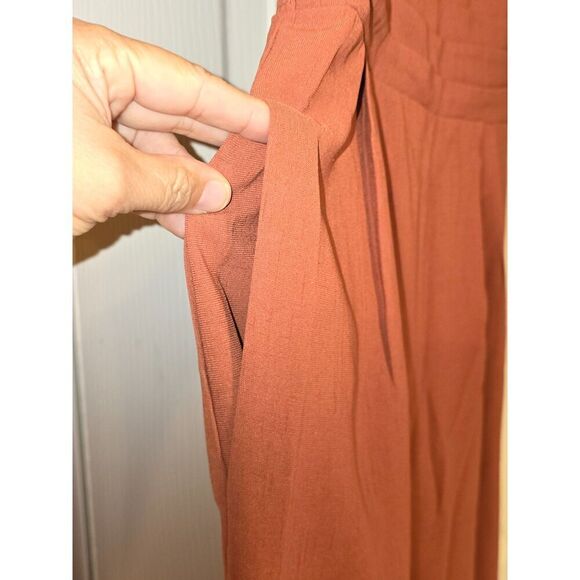 NWT PRETTYGARDEN Spaghetti Strap Wide Leg Crop Jumpsuit Brick Color Size XL - Picture 8 of 13